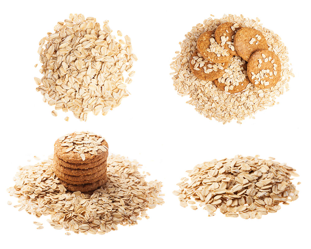 collection of oats isolated on white background
